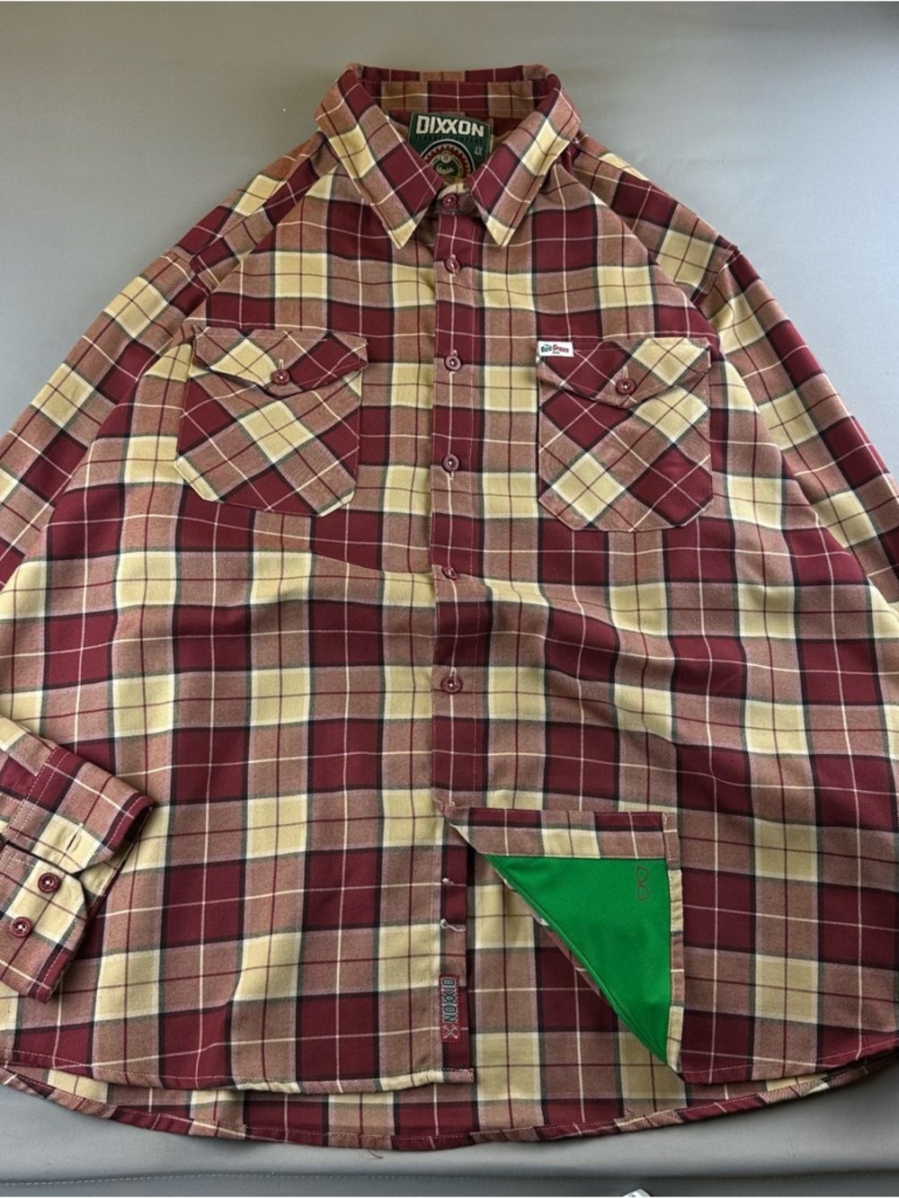 DIXXON Burgundy and Cream Plaid Button-Down Work Shirt
